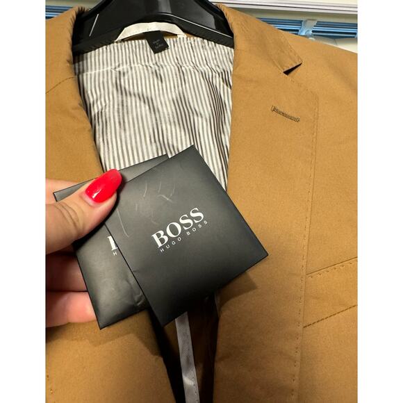 NWOT Hugo Boss Tan Hartlay 2 Stretch Slim Fit Cotton Jacket Brown Tan $645 - Picture 11 of 16